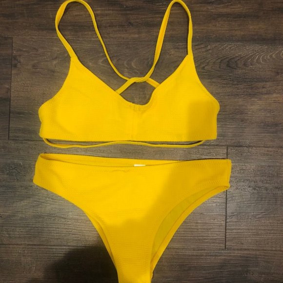Zaful Other - Zaful Yellow Textured Swimsuit